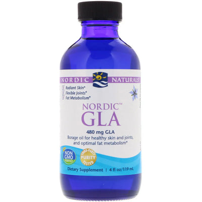 A Supplement container with the name Nordic GLA by Nordic Naturals.