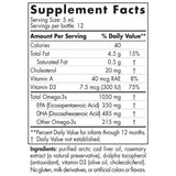 Text describing the ingredients: Vitamin A, D3, Total Omega-3s, EPA (Eicosapentaenoic Acid), DHA (Docosahexaenoic Acid) , Vitamin A, D3.