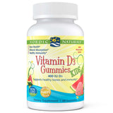 A Supplement container with thename Vitamin D3 Gummies Kids by Nordic Naturals.