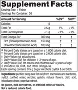 Text describing the ingredients: Total Omega-3s, EPA,DHA.