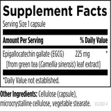 Text describing the ingredients Epigallocatechin gallate (EGCG) 225mg (from green tea (Camellia Sinensis) leaf extract)