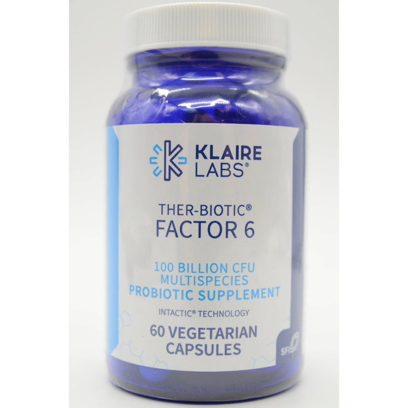 A Supplement container with the name Ther-Biotic Factor 6 by Klaire Labs.