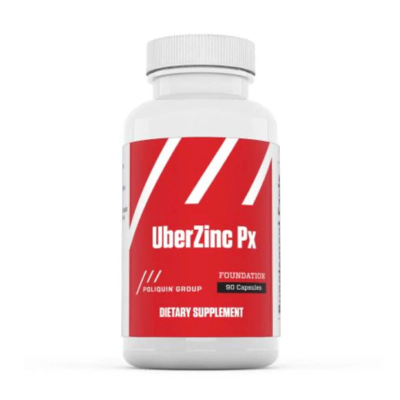 A Supplement container with the name UberZinc Px by Poliquin.