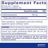 Text describing the ingredients: 5-Hydroxytryptophan 100mg.