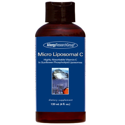 A supplement container with the name Micro Liposomal C by Allergy Research Group.