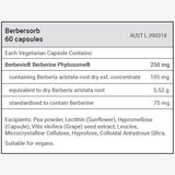 Table of content berbersorb by rn lab, containing Berbevis Berberine Photosome 250 mg. 