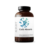 A Supplement container with the name CoQ Absorb by Alight.