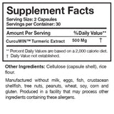 Text describing the ingredients: CurcuWin Turmeric Extract 500Mg.