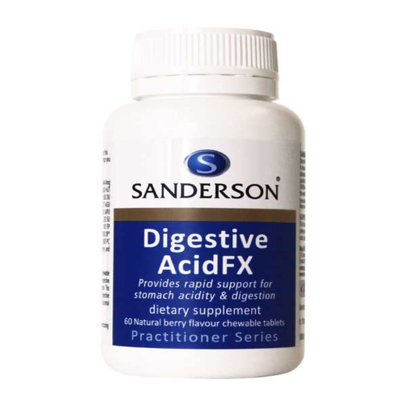 A Supplement container with the name Digestive Acid FX by Sanderson.