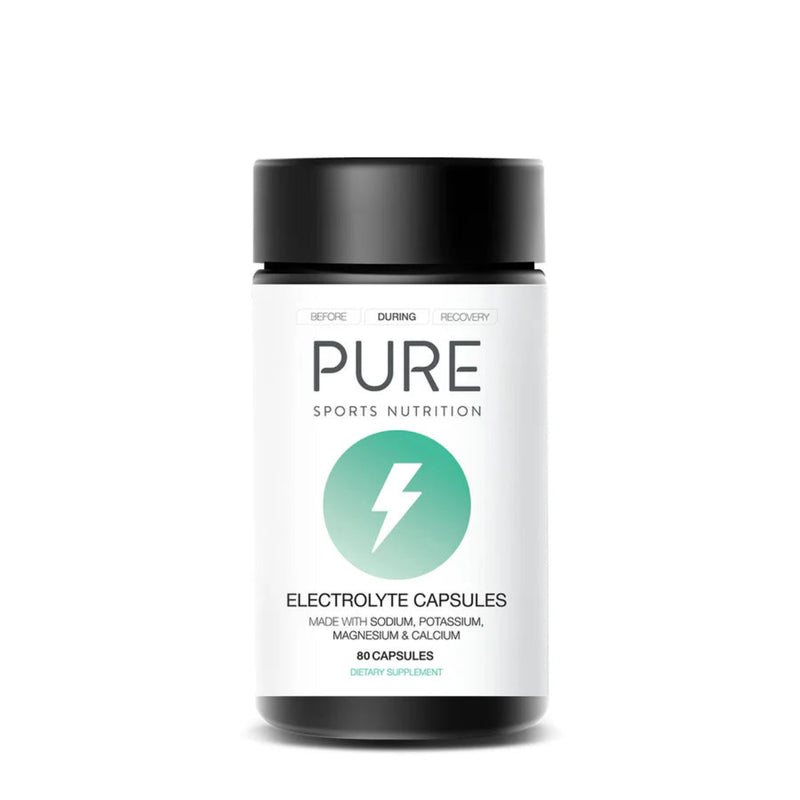 A Supplement container with the name Electrolyte Replacement Capsules by Pure Sports Nutrition.