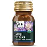 A bottle with the name Sleep and relax by Gaia Herbs