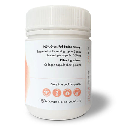 image of bovine kidney supplement 500mg per capsule, 180 capsules. 