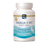 A Supplement container with the name Omega-3 Pet (softgels) by Nordic Naturals.