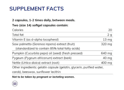 Table of content, saw palmetto from Pure Encapsulations, Saw plametta 320 mg, Pumpkin 650mg, Pygeum 40mg, Nettle 400 mg, stinging nettle 400mg