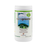 A supplement bottle with the name Nanogreens Biopharma 360g