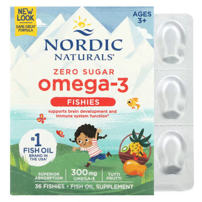 A Supplement container with the name Nordic Omega-3 Fishes by Nordic Naturals.