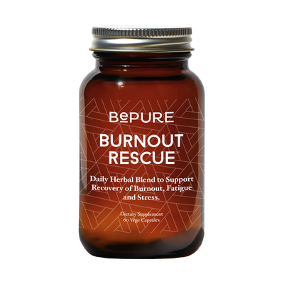 A Supplement container with the name BePure Burnout Rescue by BePure.