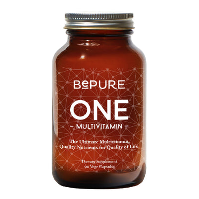 A Supplement container with the name BePure ONE Multivitamin by BePure.