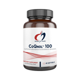 A Supplement container with the name CoQnol 100 by Designs for Health.