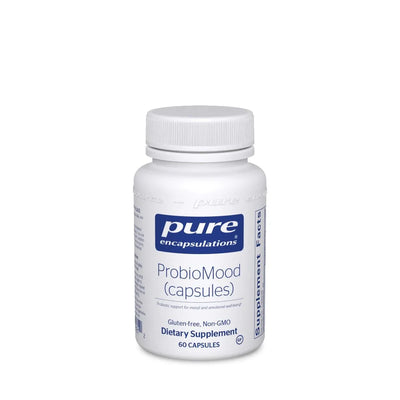 A Supplement container with the name ProbioMood by Pure Ecapsulations.