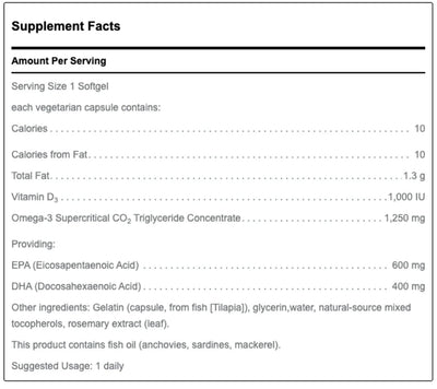 Text describing the ingredient: Vitamin D3, Omega-3, EPA (Eicosapentaenoic Acid), DHA (Docosahexaenoic Acid).