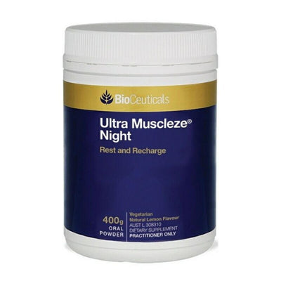 A Supplement container with the name Ultra Muscleze Night  by BioCeutivcals.