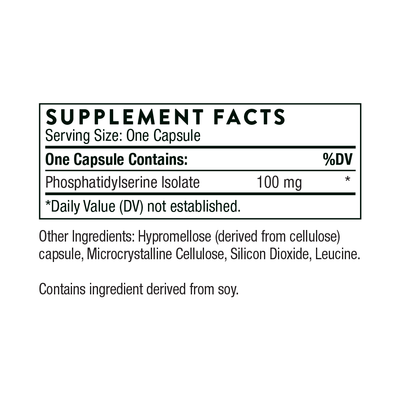 Text describing the ingredients: Phosphatidylserine Isolate.