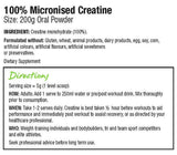 Text describing the ingredients: Creatine Monohydrate (100%)