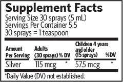 An image of text listing the ingredients including Silver